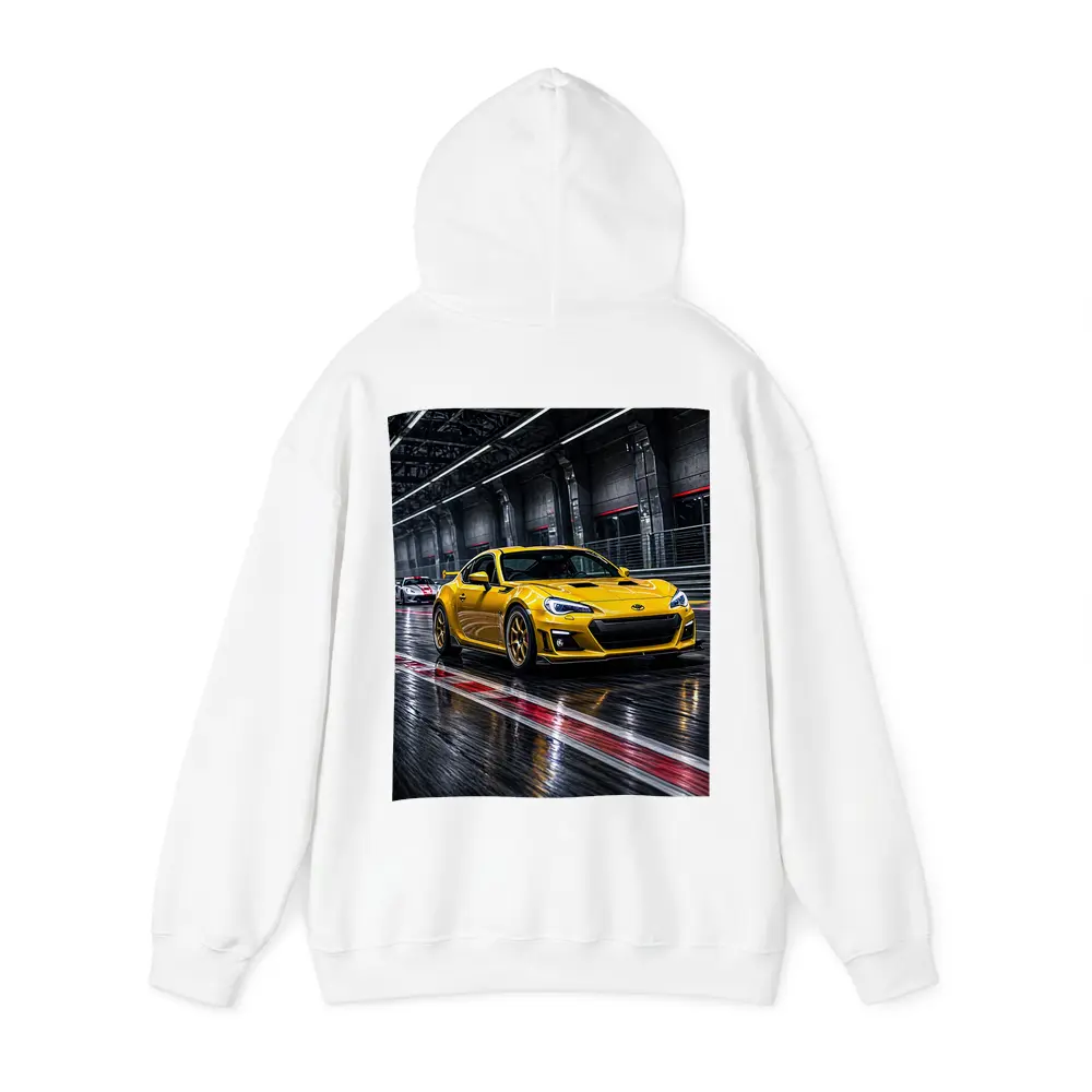 Toyota GT86 Yellow Racing on Wet Track – Hoodies