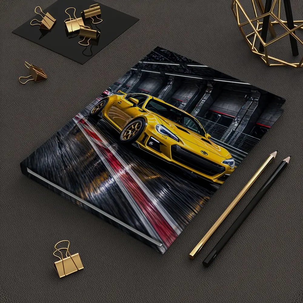 Toyota GT86 Yellow Racing on Wet Track – Notebooks