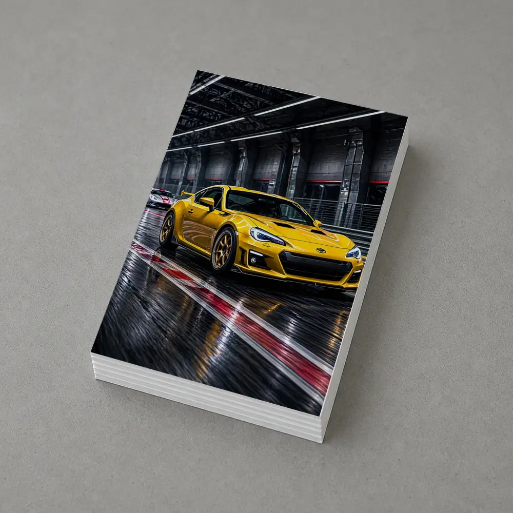 Toyota GT86 Yellow Racing on Wet Track – Postcards