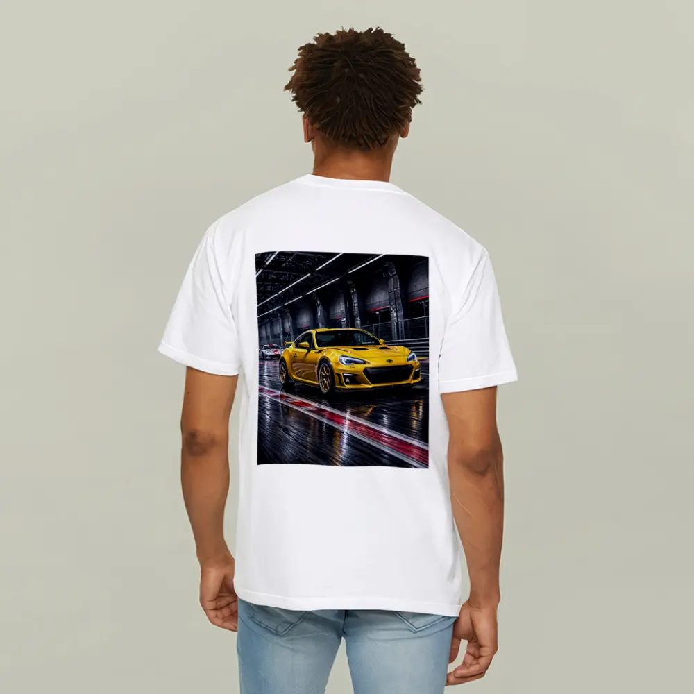 Toyota GT86 Yellow Racing on Wet Track – T-Shirts