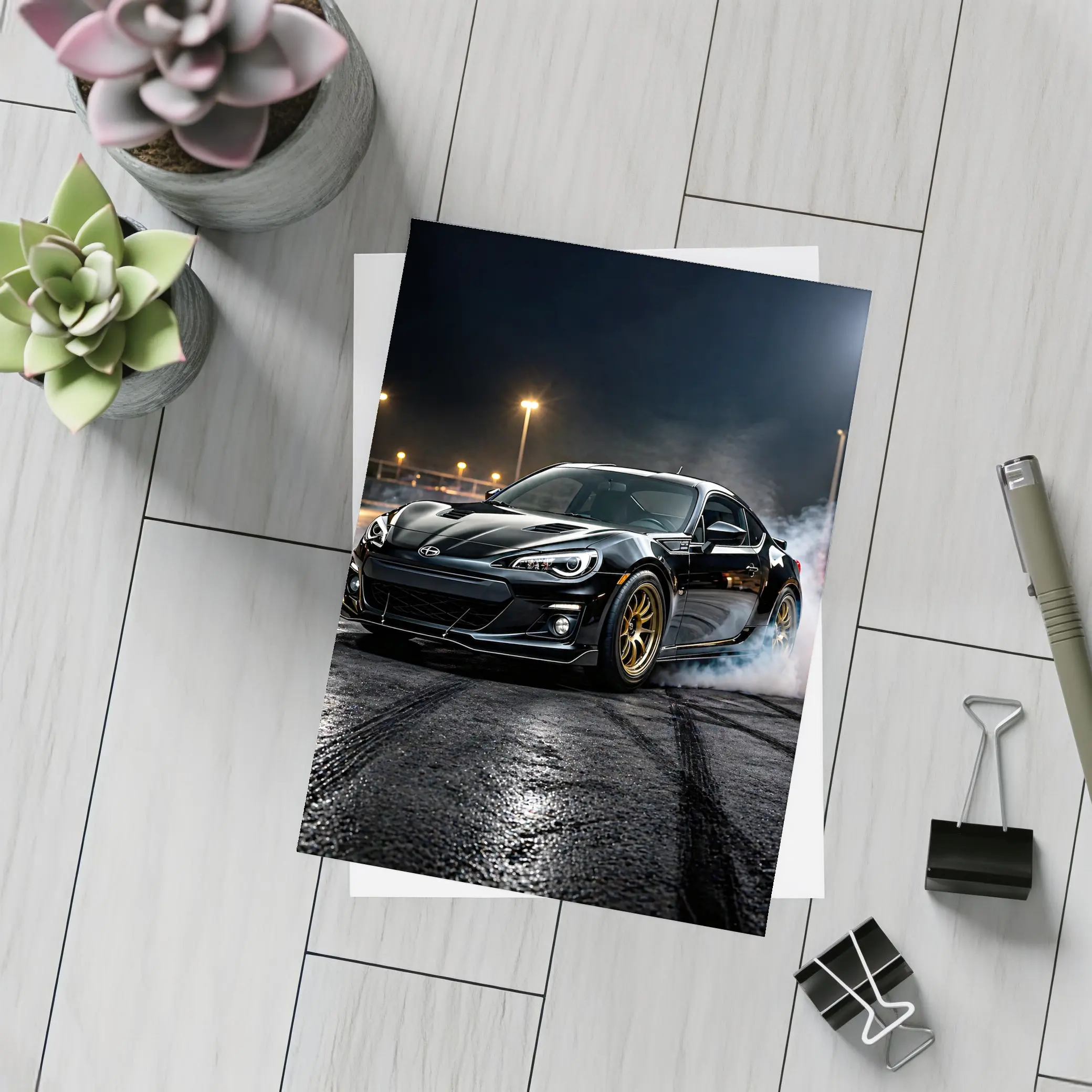 Subaru BRZ Black Drifting Night Track – Postcards
