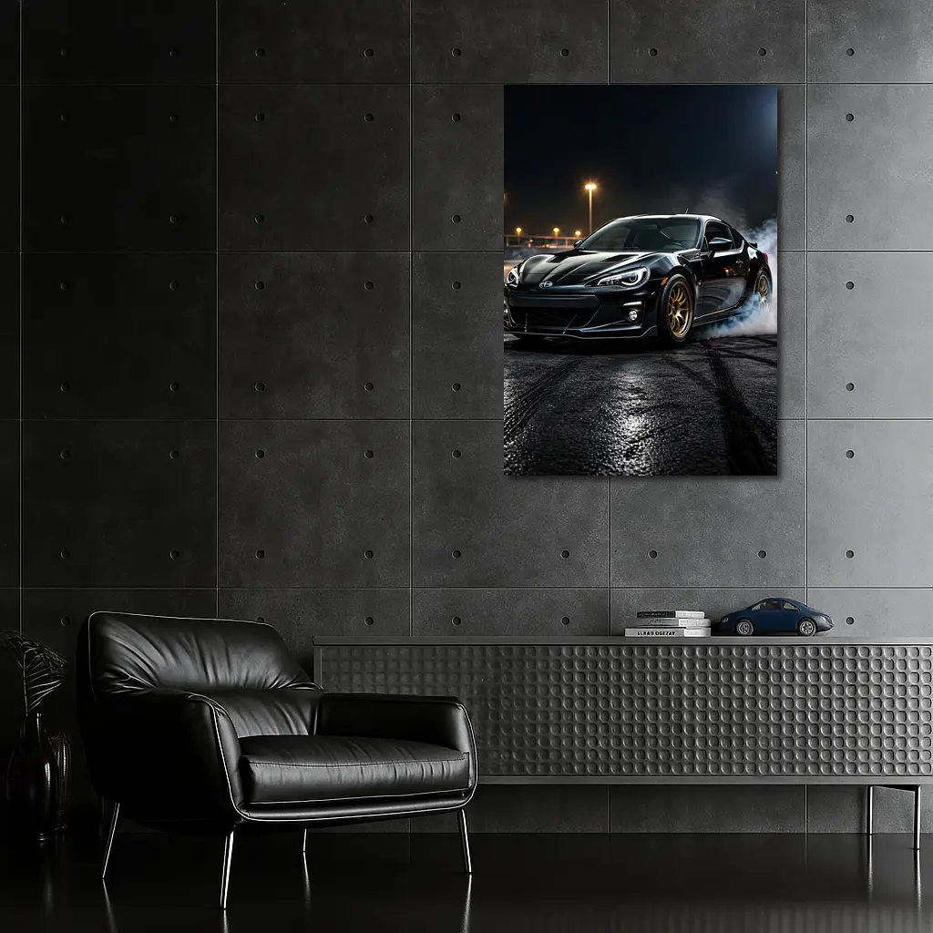 Subaru BRZ Black Drifting Night Track – Wall Art