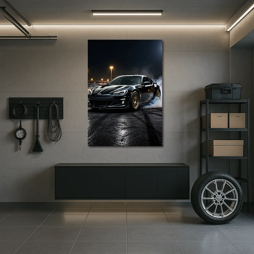 Subaru BRZ Black Drifting Night Track – Wall Art