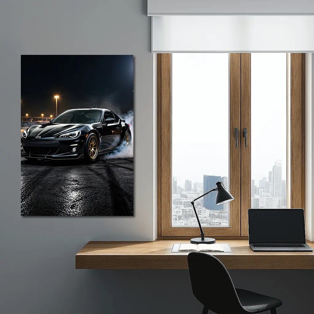 Subaru BRZ Black Drifting Night Track – Wall Art