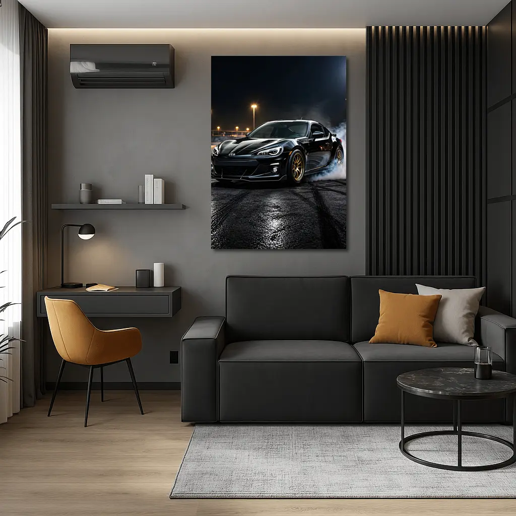 Subaru BRZ Black Drifting Night Track – Wall Art