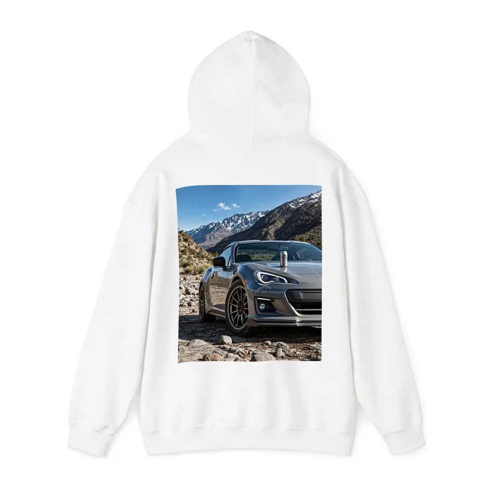 Subaru BRZ Gray Sports Car Mountain Setting – Hoodies