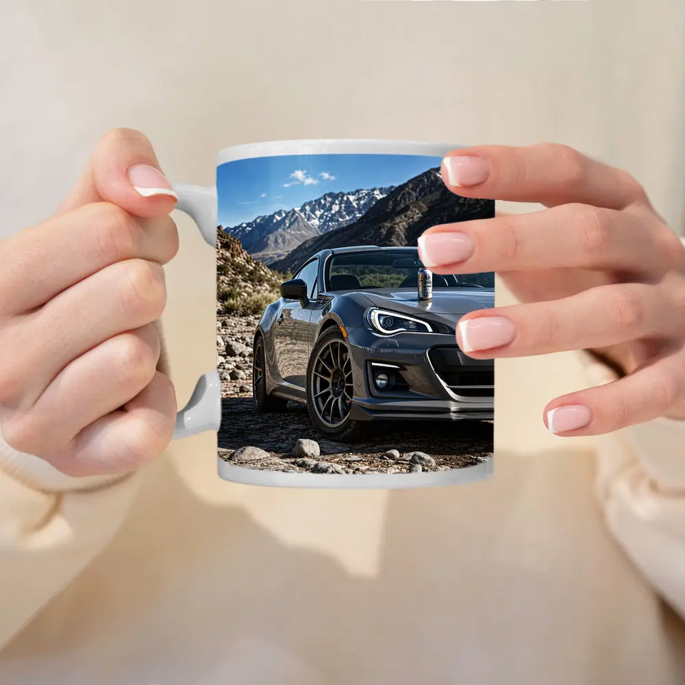Subaru BRZ Gray Sports Car Mountain Setting – Mugs