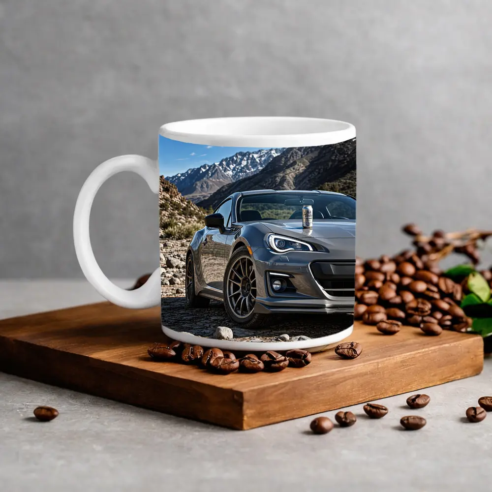 Subaru BRZ Gray Sports Car Mountain Setting – Mugs