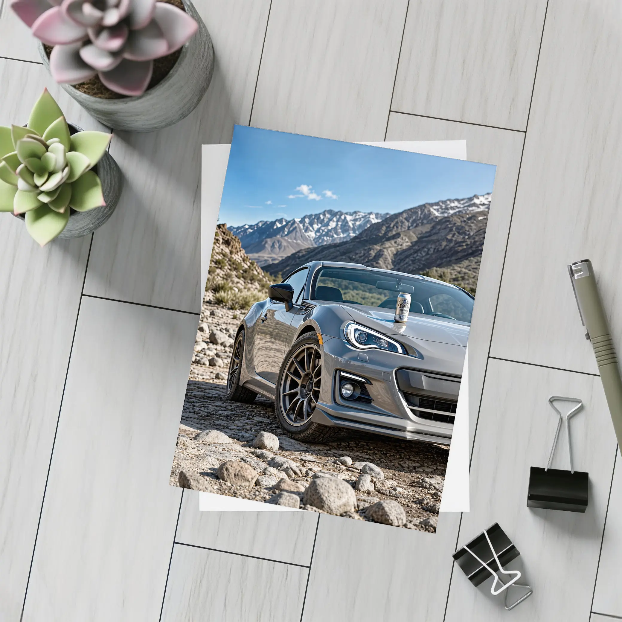 Subaru BRZ Gray Sports Car Mountain Setting – Postcards