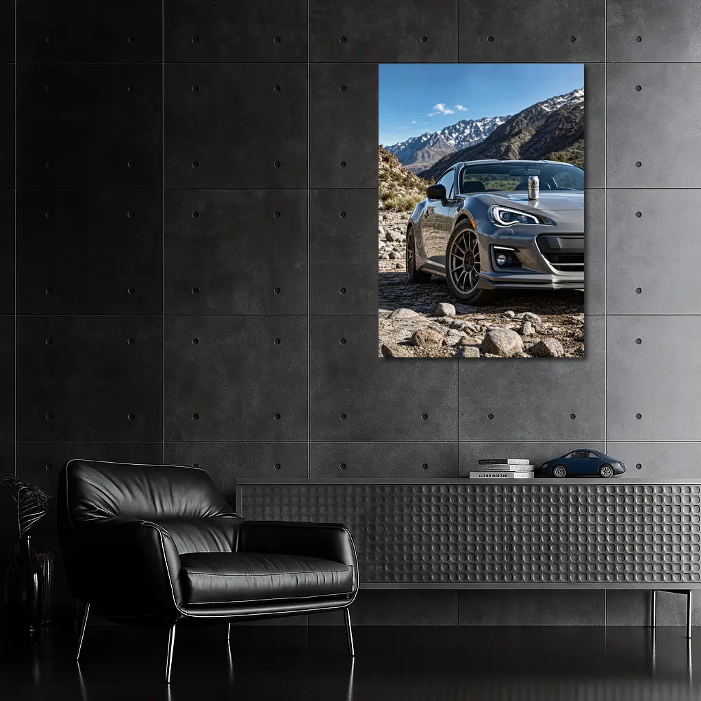 Subaru BRZ Gray Sports Car Mountain Setting – Wall Art