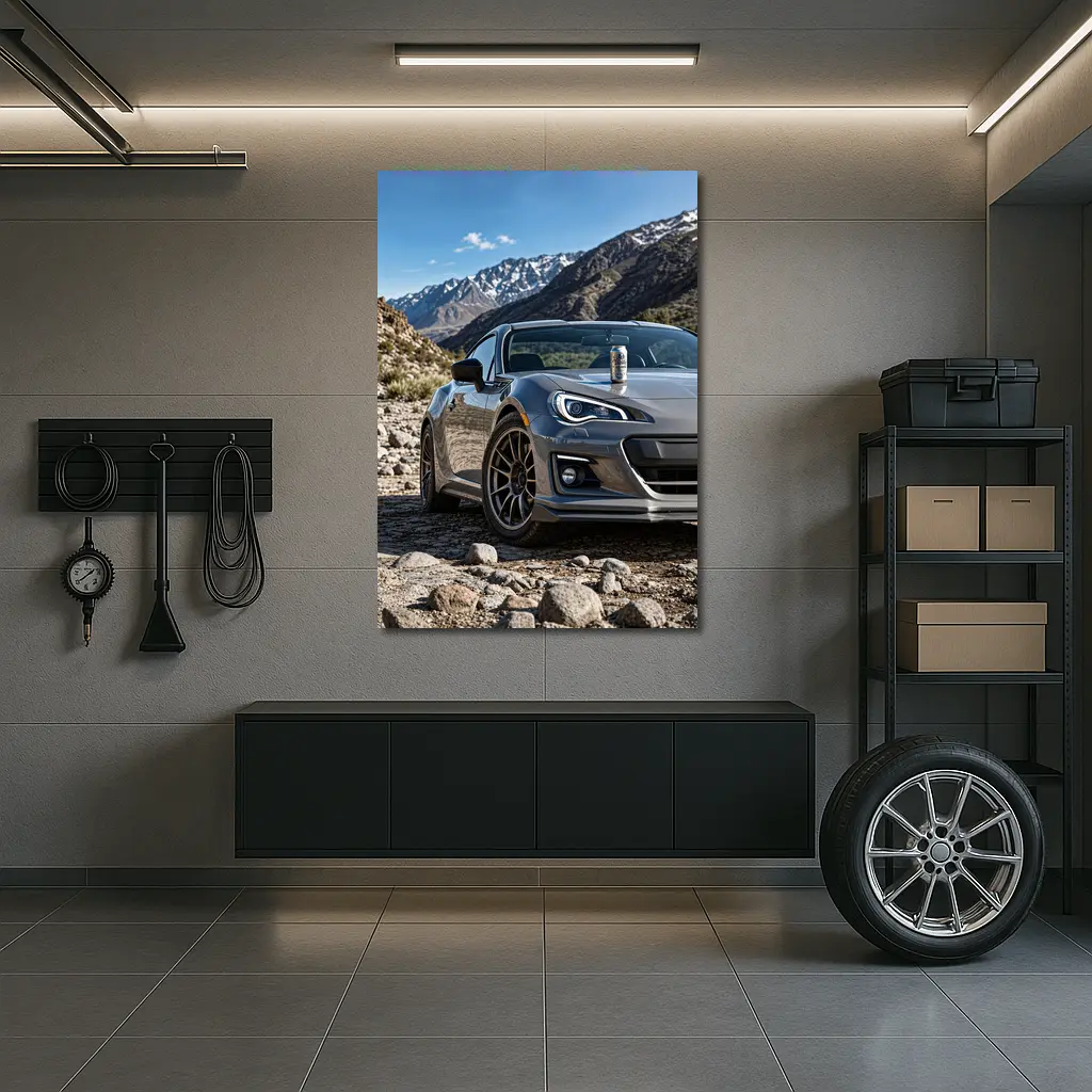 Subaru BRZ Gray Sports Car Mountain Setting – Wall Art
