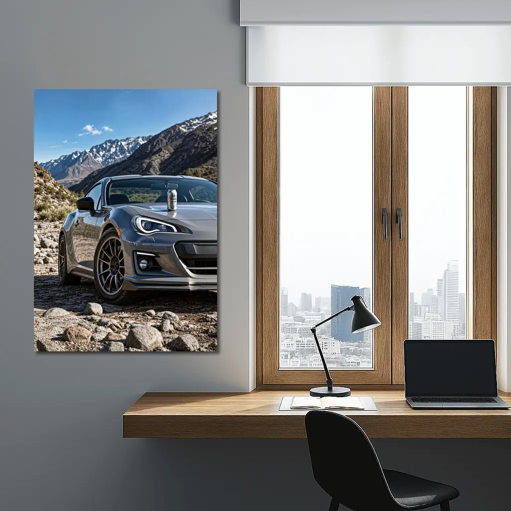 Subaru BRZ Gray Sports Car Mountain Setting – Wall Art