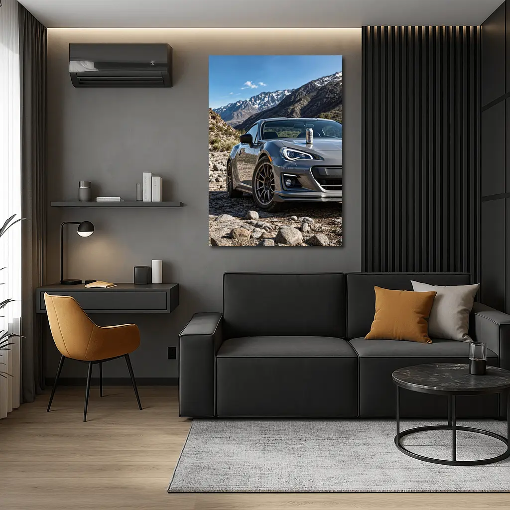 Subaru BRZ Gray Sports Car Mountain Setting – Wall Art