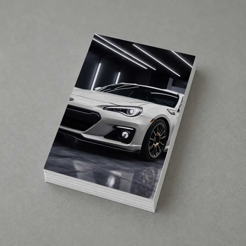 Subaru BRZ White Sports Car Garage Setting – Postcards