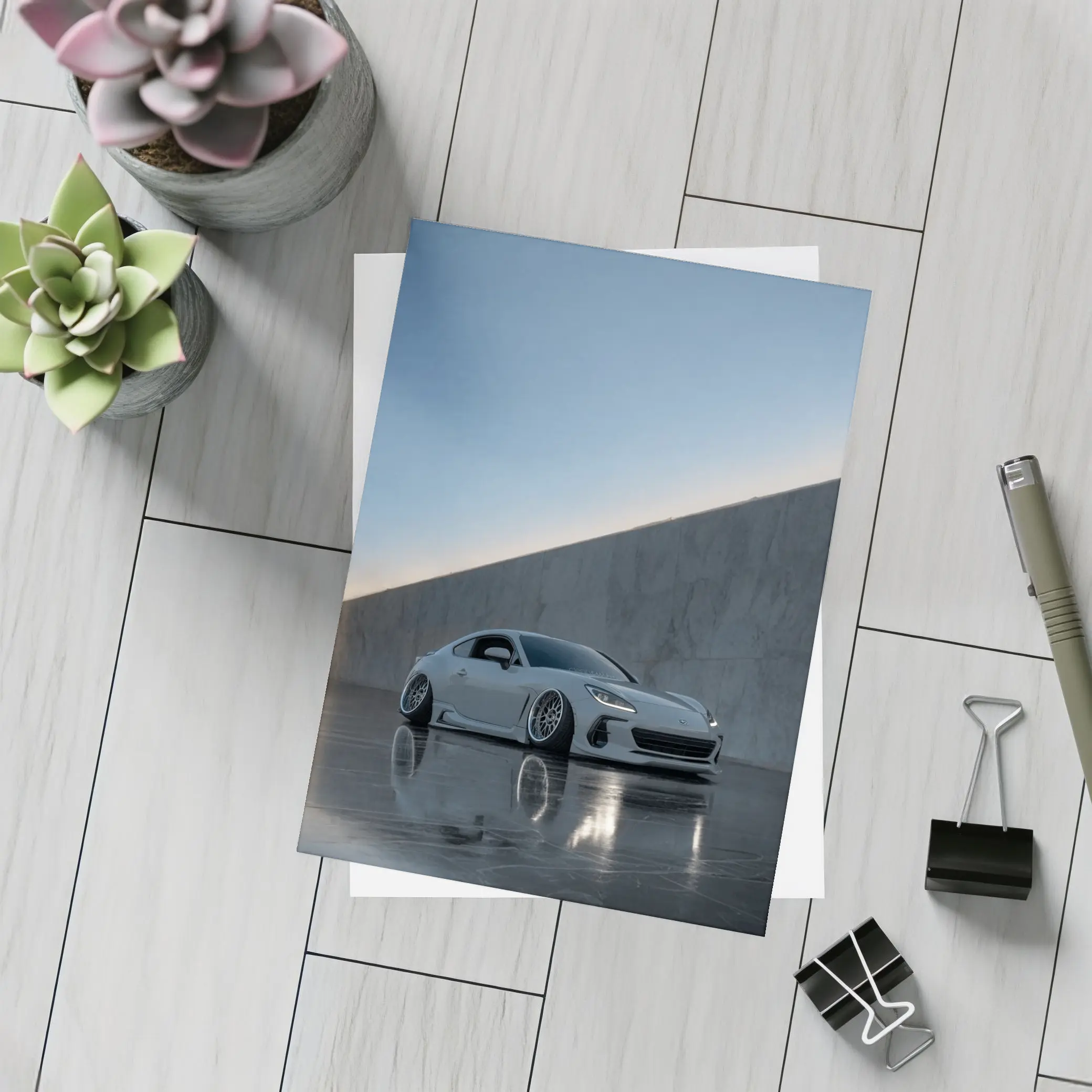 Subaru BRZ Slammed White Marble Wall – Postcards