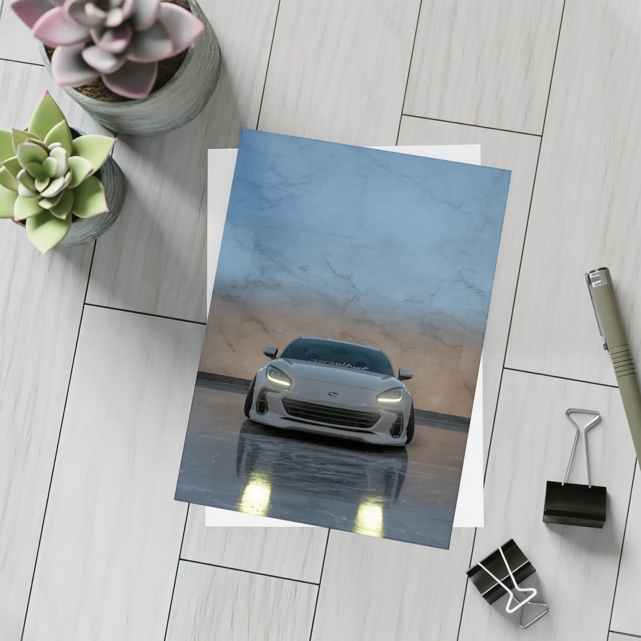 Subaru BRZ Front View Marble Background – Postcards
