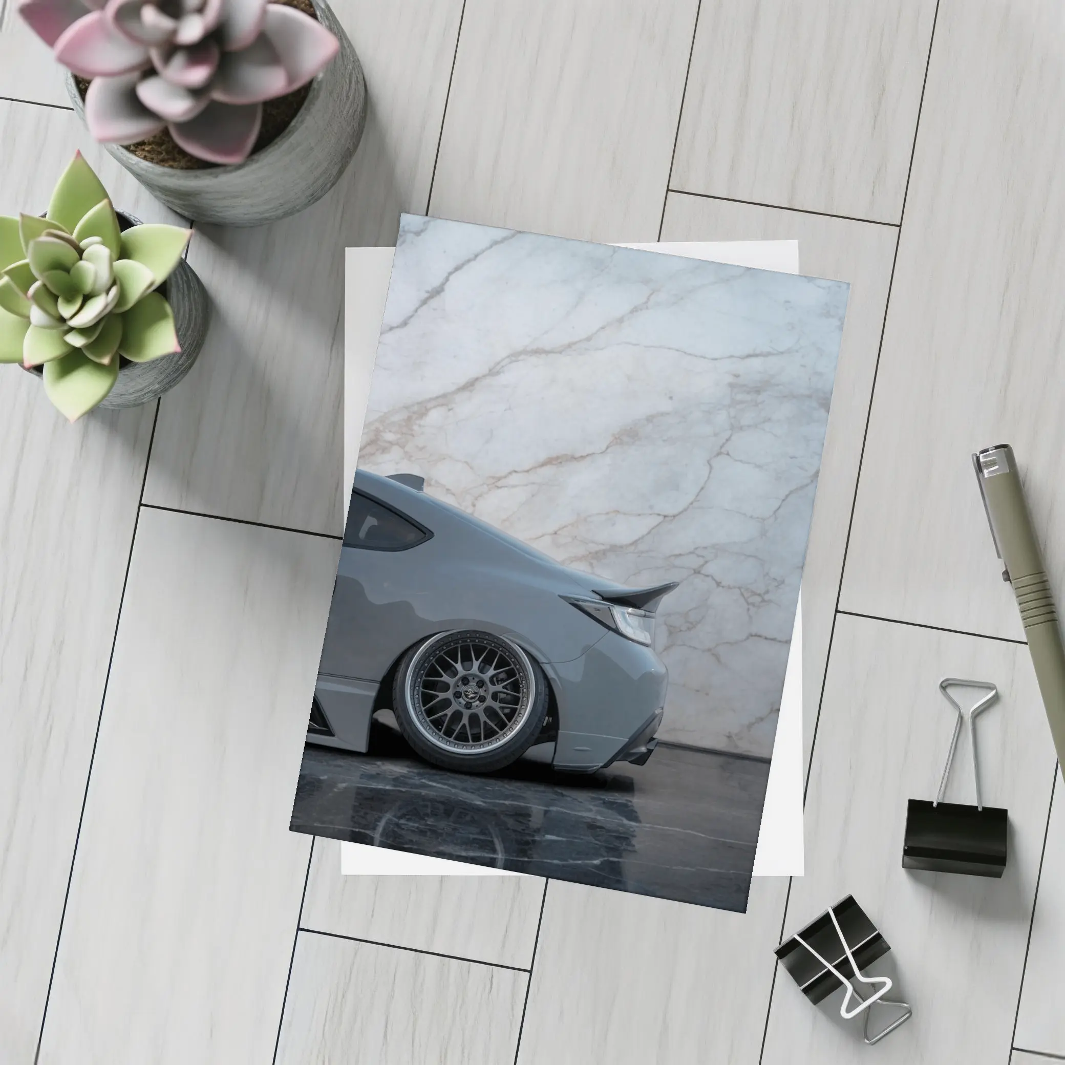 Subaru BRZ Gray Stance Marble Background – Postcards