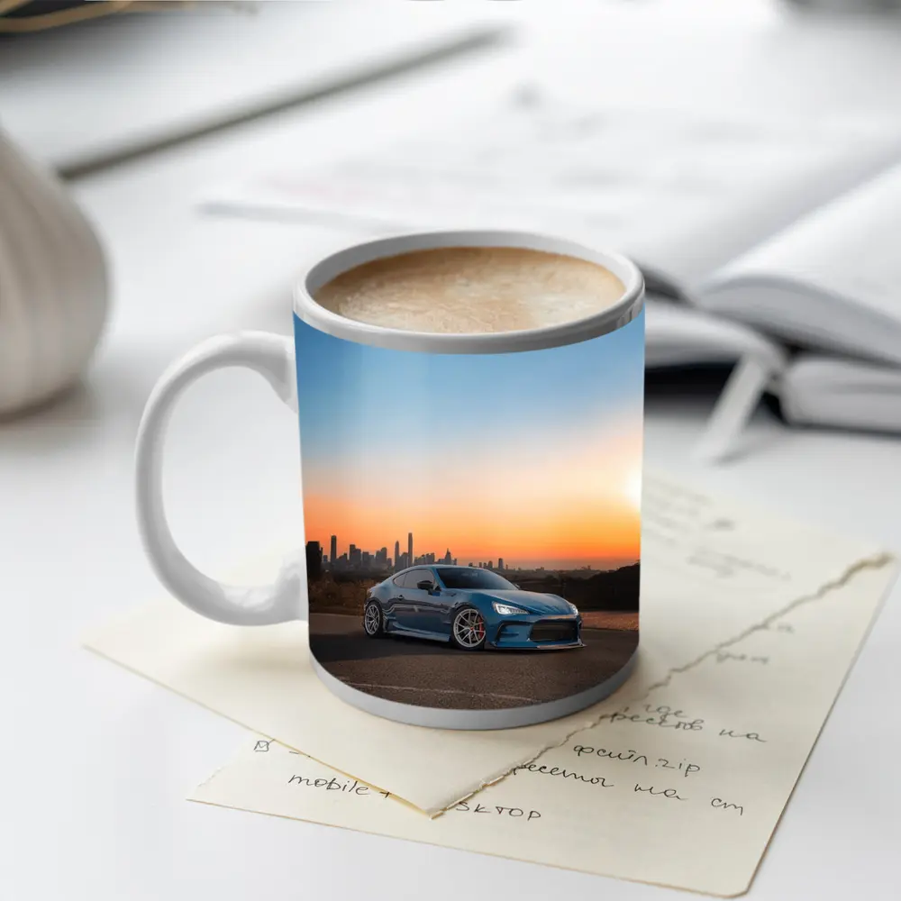 Subaru BRZ Blue Stance City Sunset – Mugs