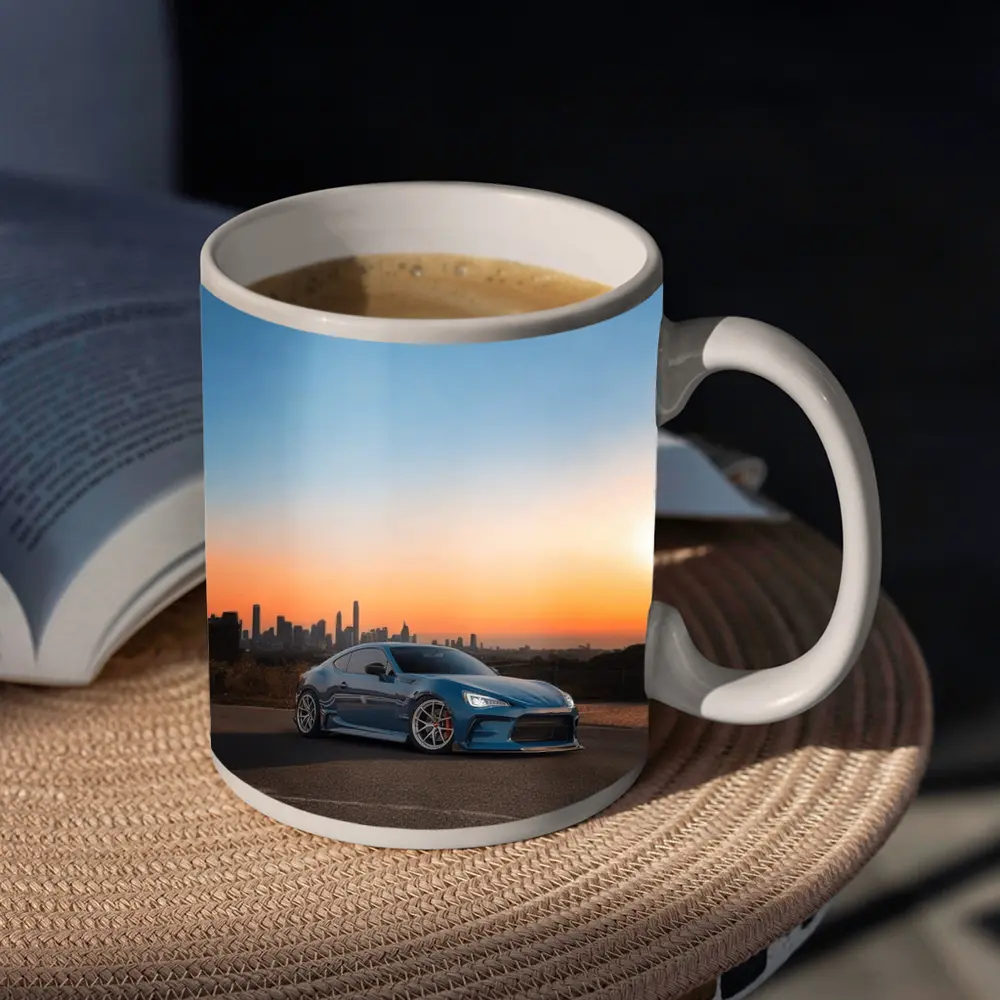 Subaru BRZ Blue Stance City Sunset – Mugs