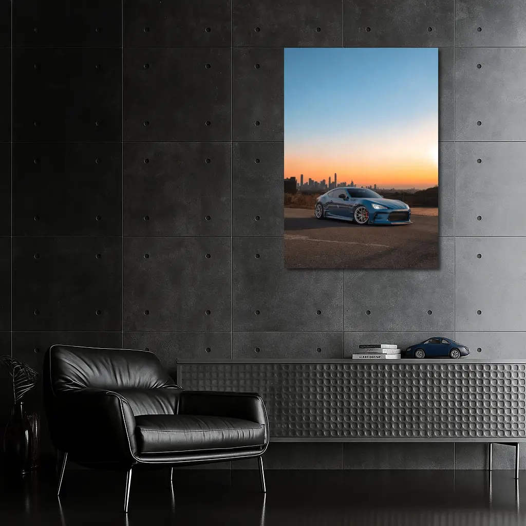 Subaru BRZ Blue Stance City Sunset – Wall Art