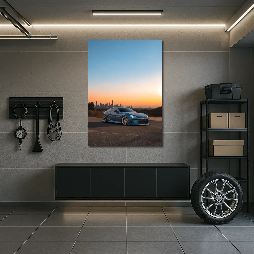 Subaru BRZ Blue Stance City Sunset – Wall Art