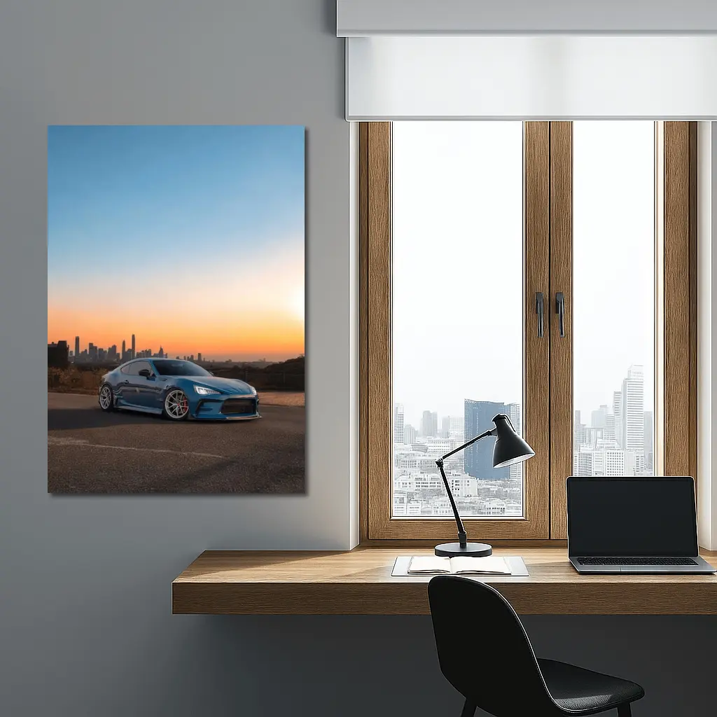 Subaru BRZ Blue Stance City Sunset – Wall Art