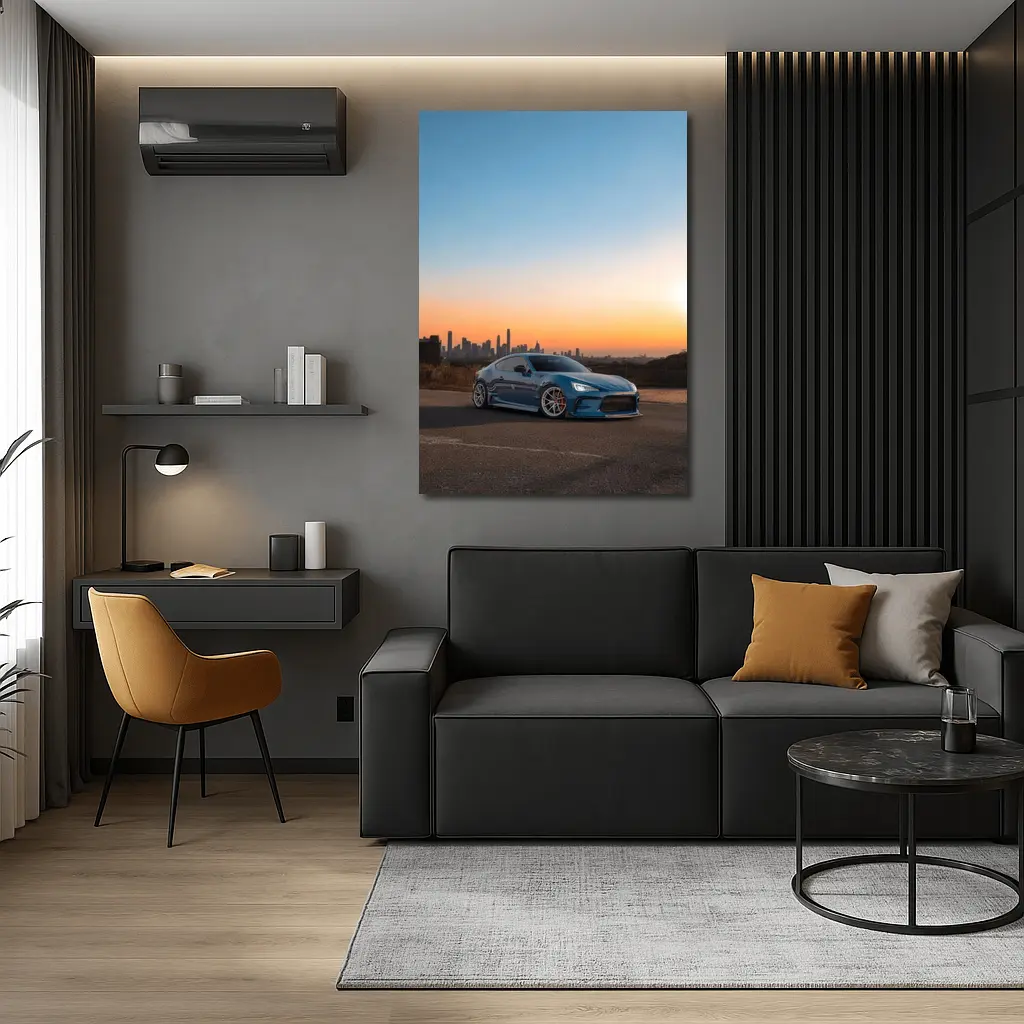 Subaru BRZ Blue Stance City Sunset – Wall Art