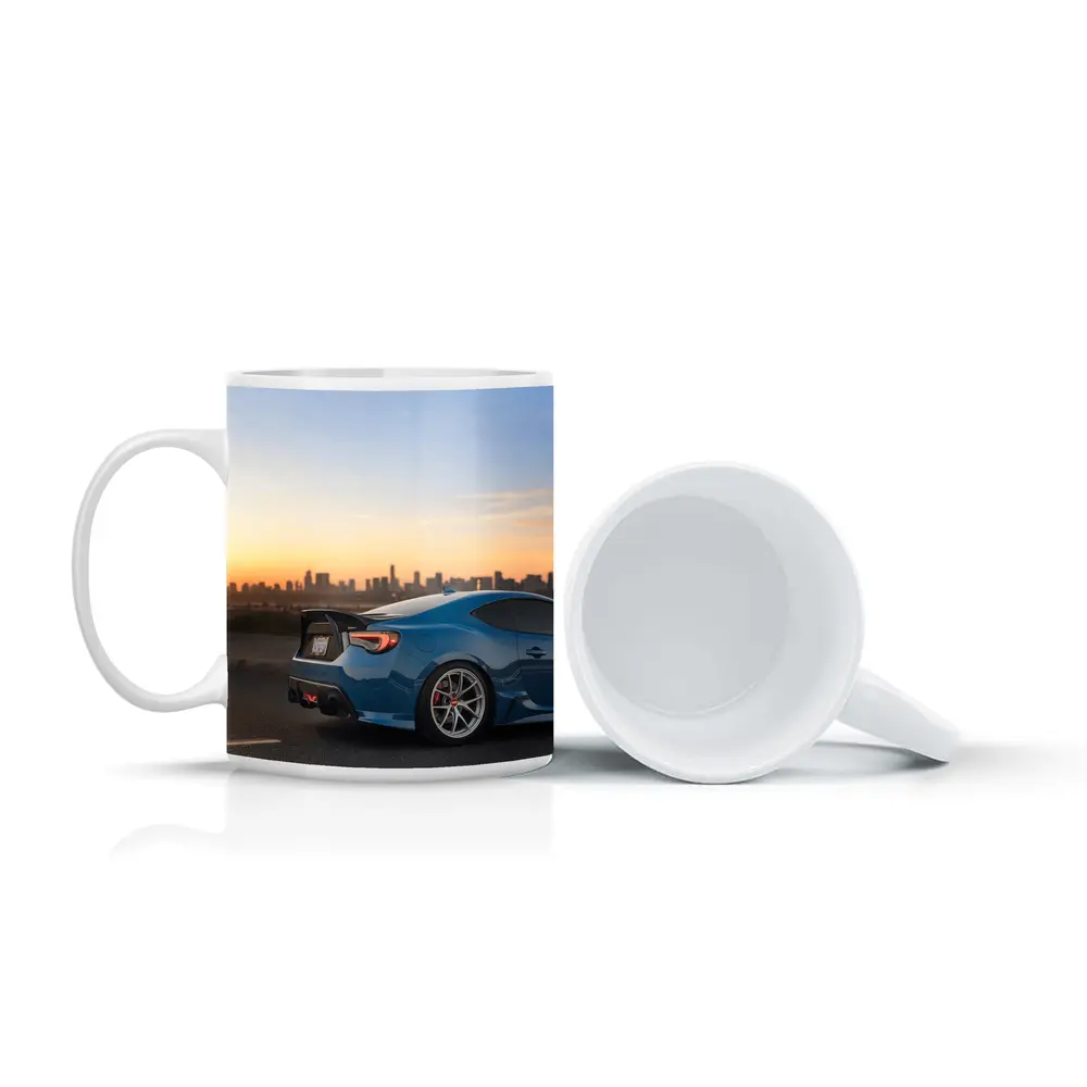 Subaru BRZ Blue Coupe City Sunset – Mugs