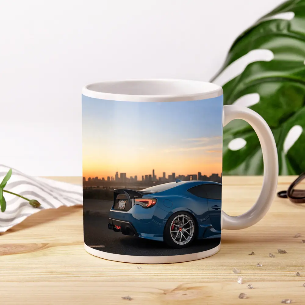 Subaru BRZ Blue Coupe City Sunset – Mugs