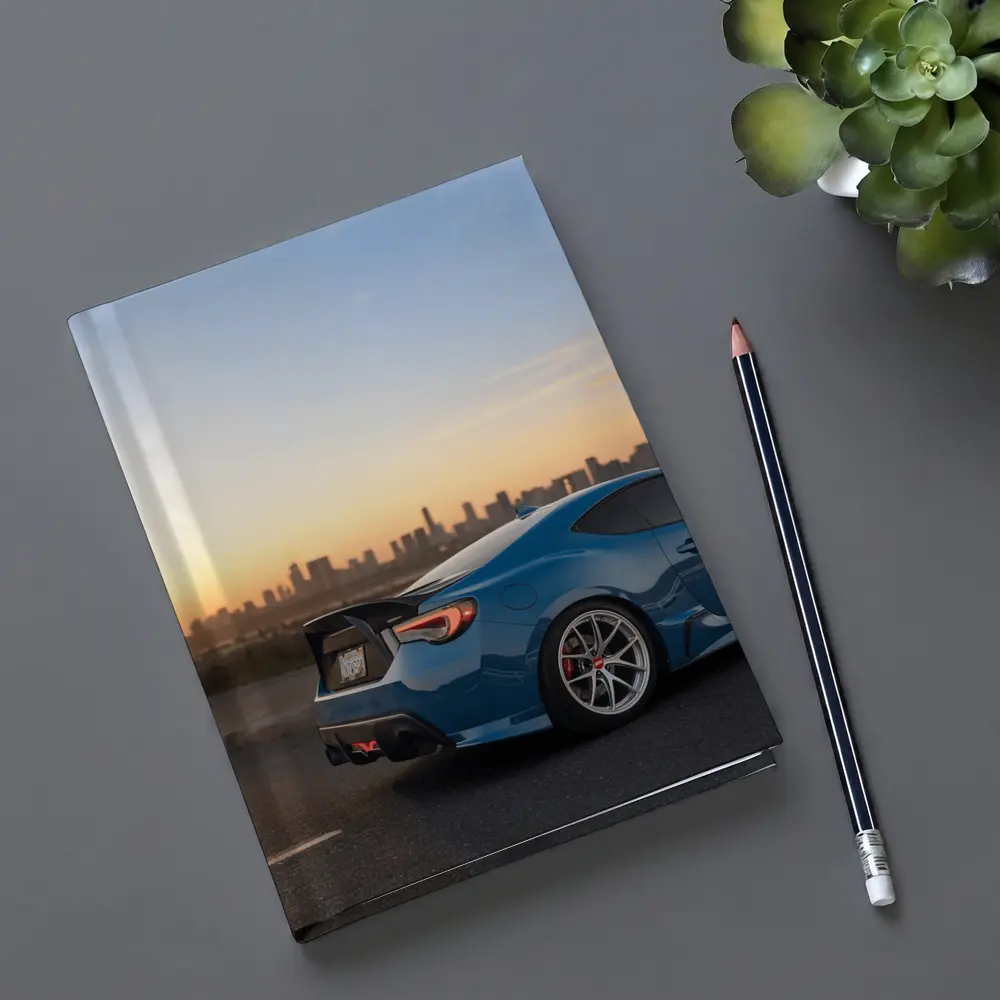 Subaru BRZ Blue Coupe City Sunset – Notebooks