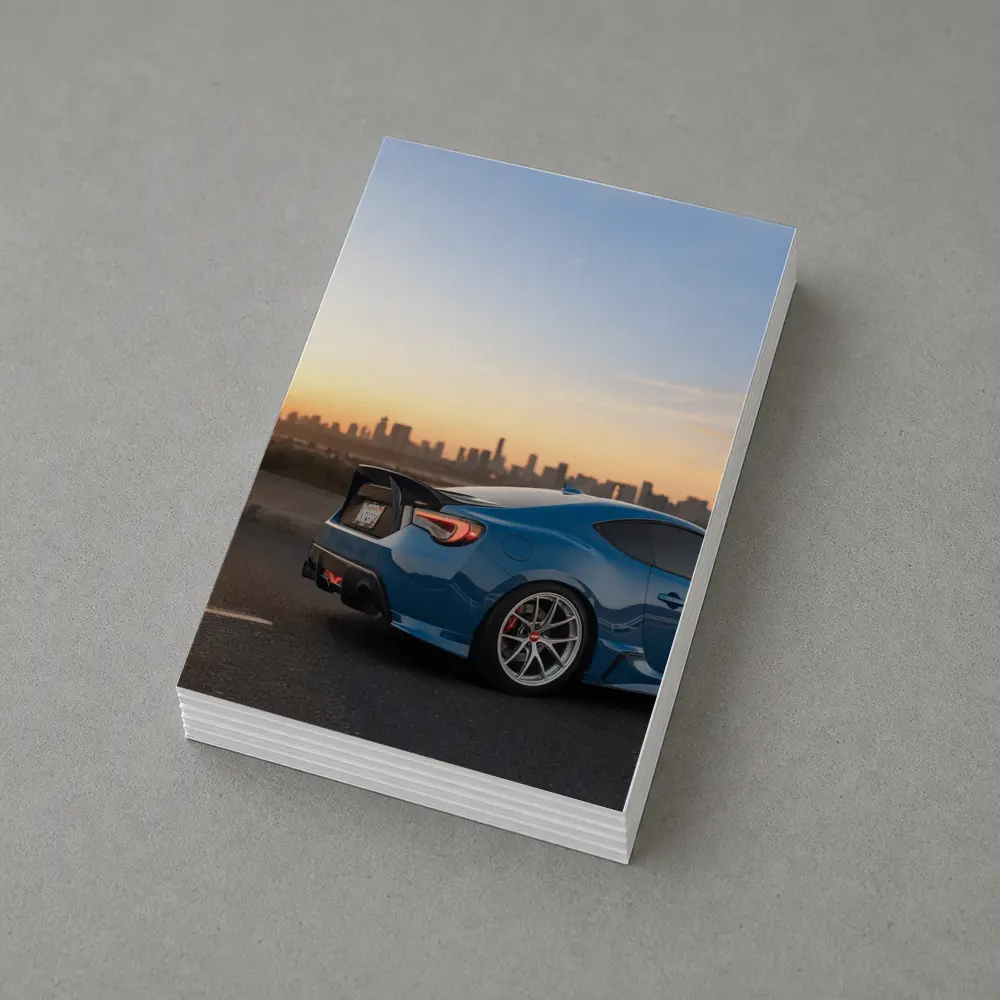Subaru BRZ Blue Coupe City Sunset – Postcards