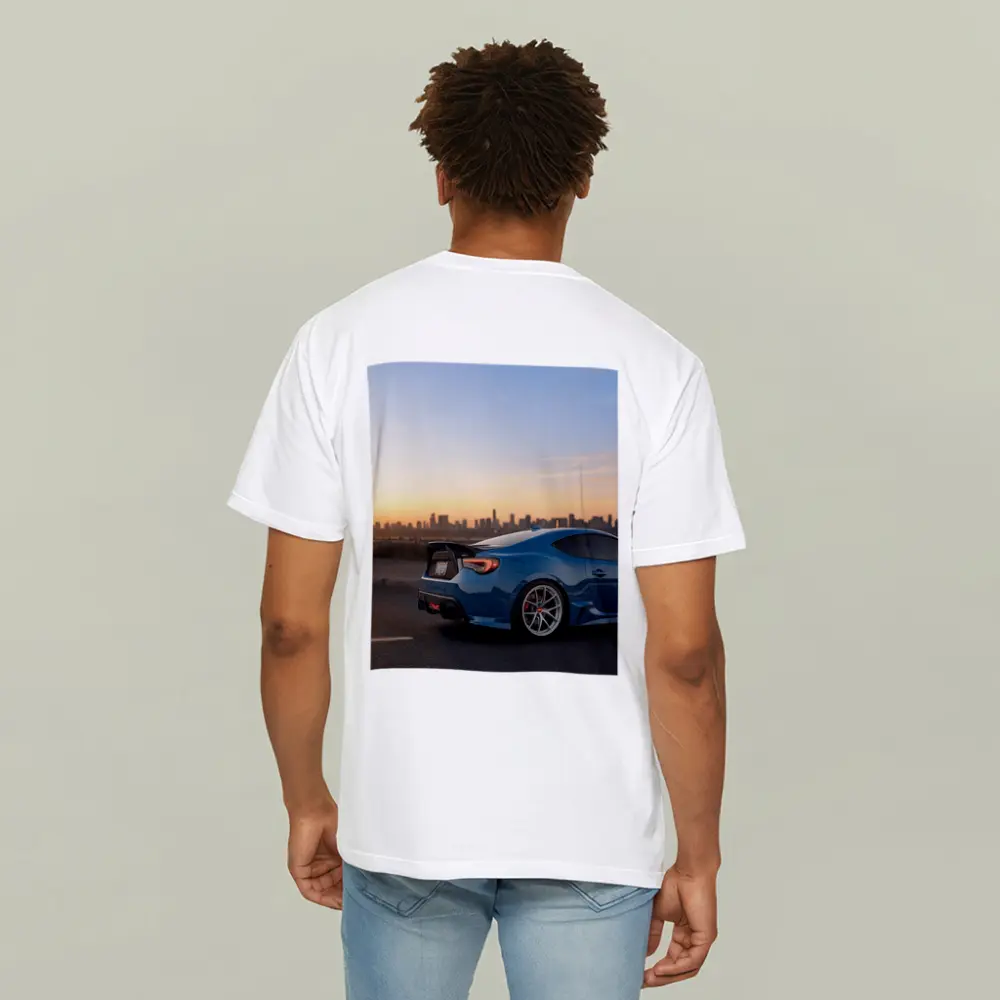 Subaru BRZ Blue Coupe City Sunset – T-Shirts