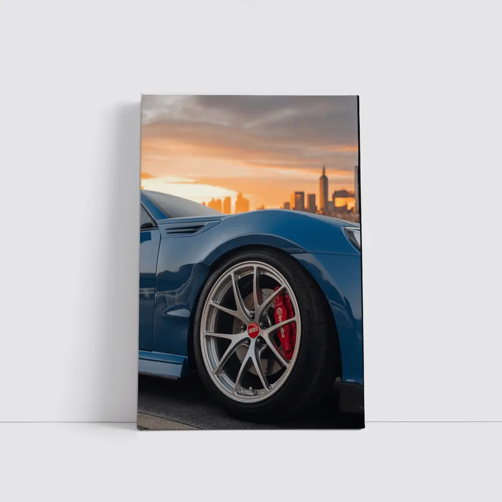 Subaru BRZ Blue City Sunset Skyline – Wall Art