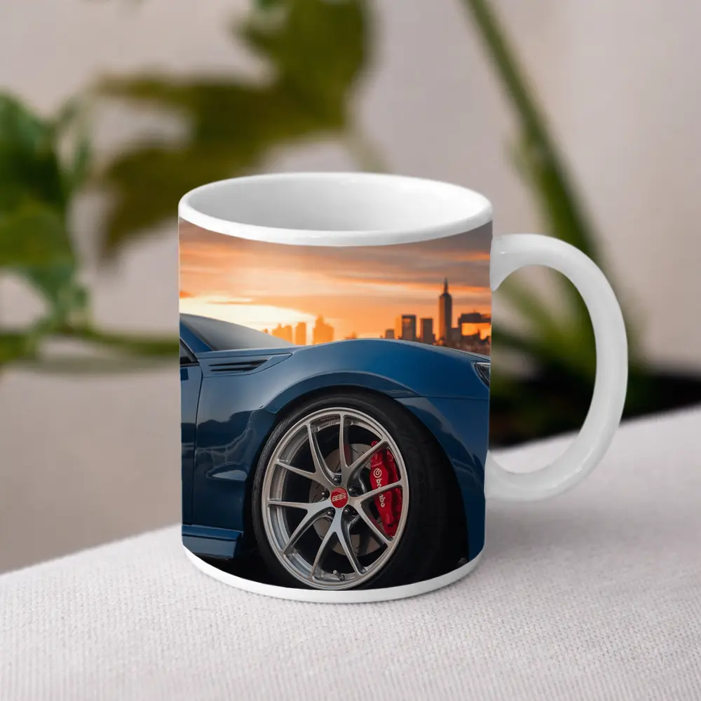 Subaru BRZ Blue City Sunset Skyline – Mugs