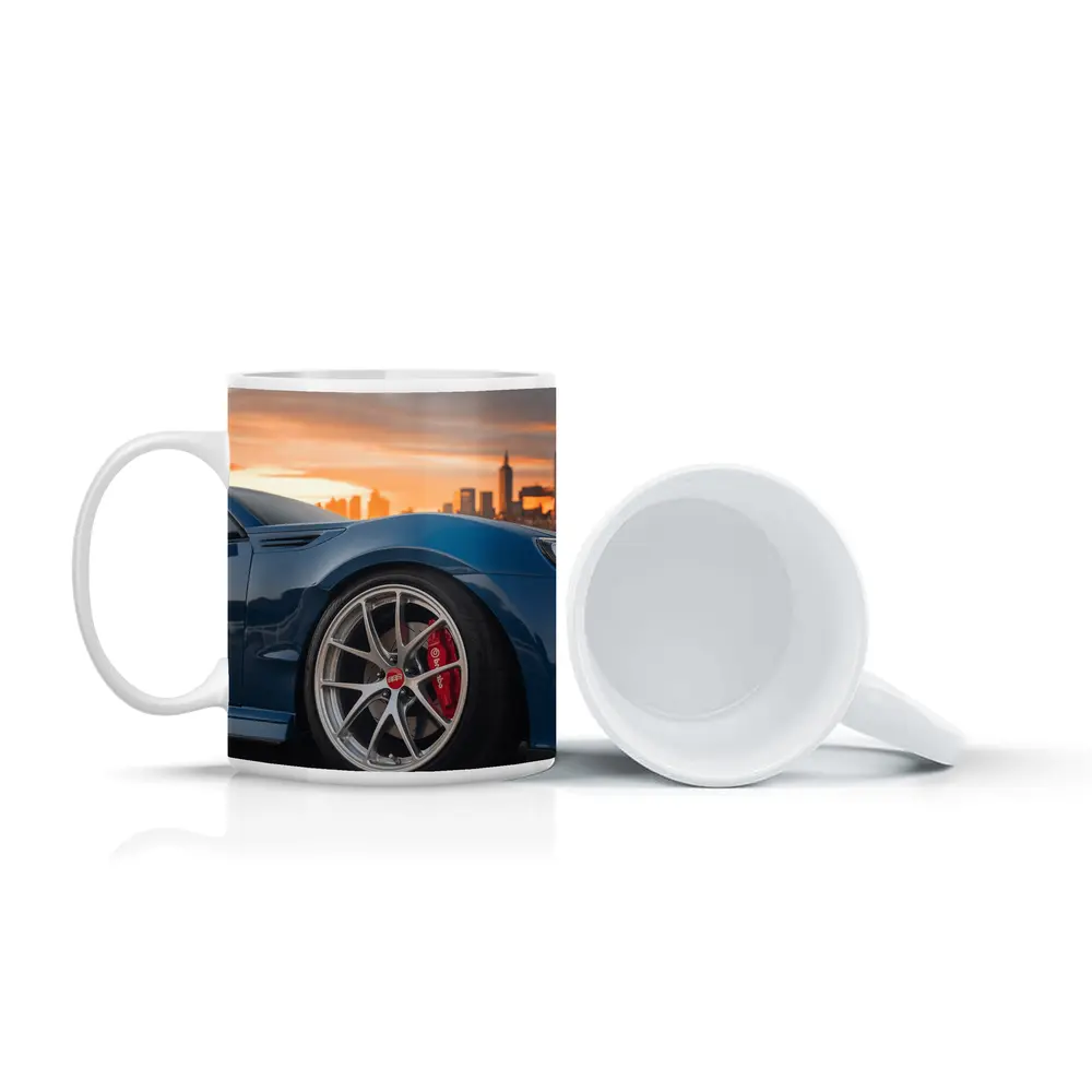 Subaru BRZ Blue City Sunset Skyline – Mugs