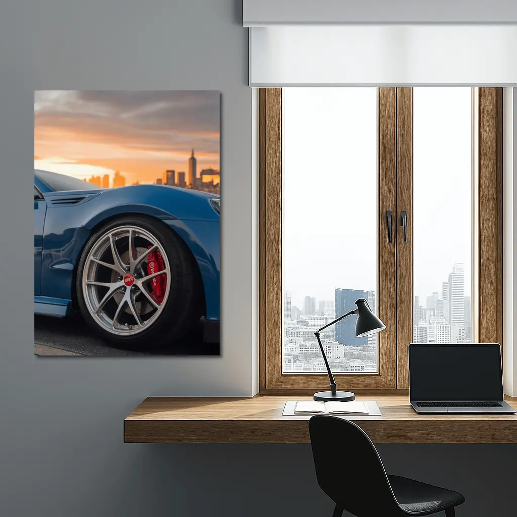 Subaru BRZ Blue City Sunset Skyline – Wall Art