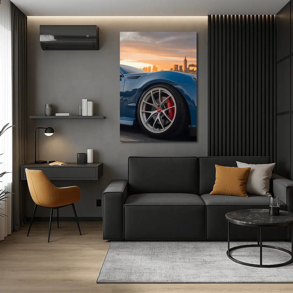 Subaru BRZ Blue City Sunset Skyline – Wall Art