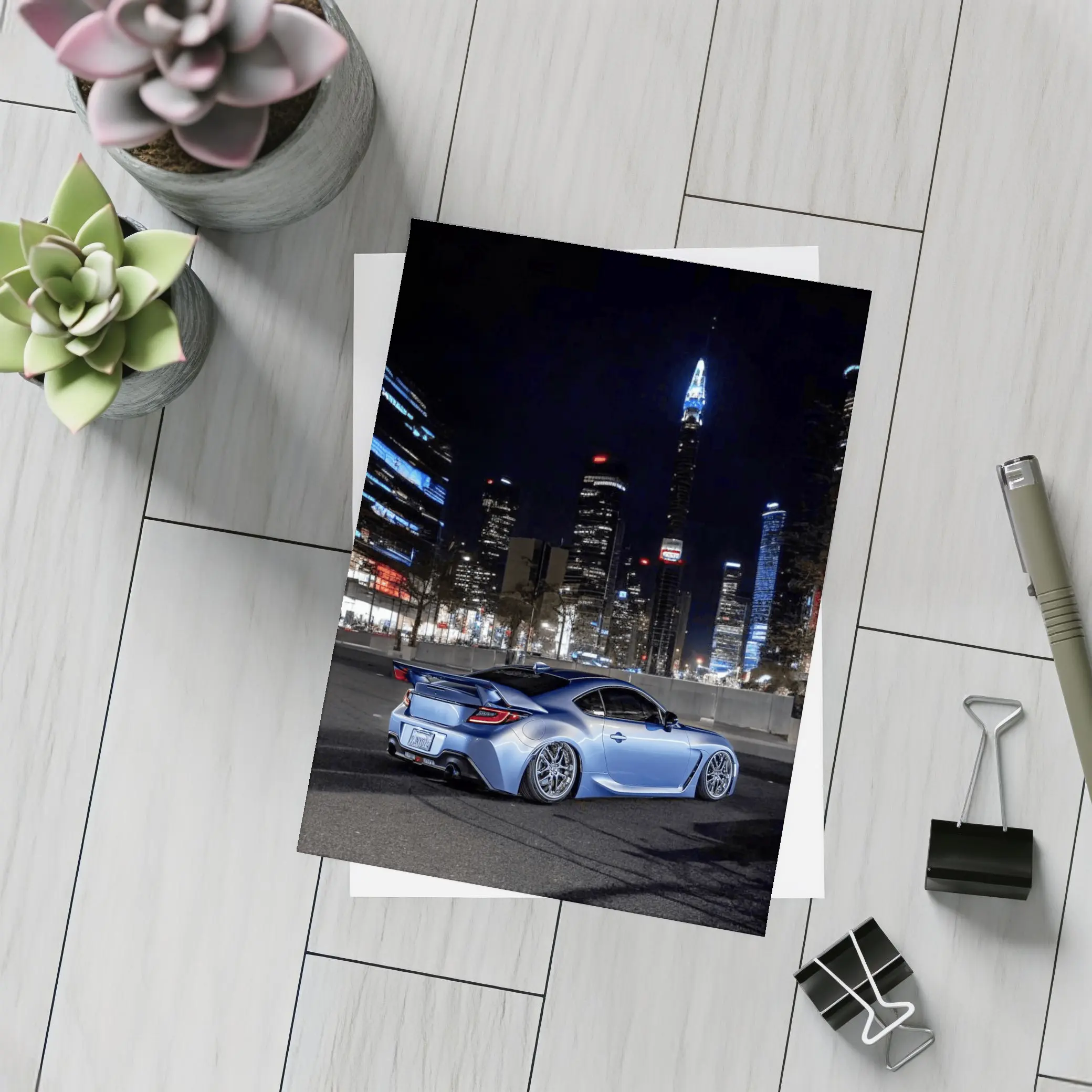Subaru BRZ Night City Skyline Blue – Postcards