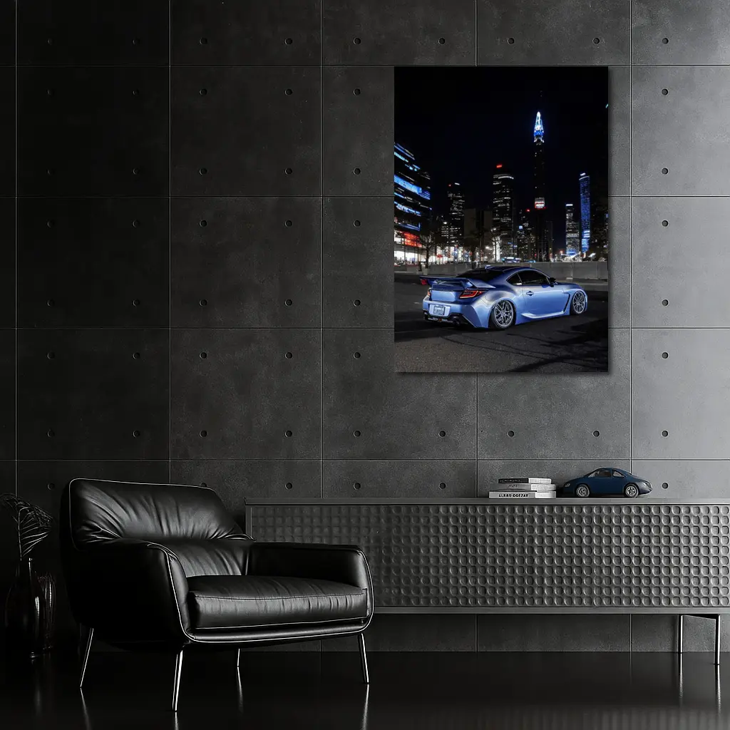 Subaru BRZ Night City Skyline Blue – Wall Art
