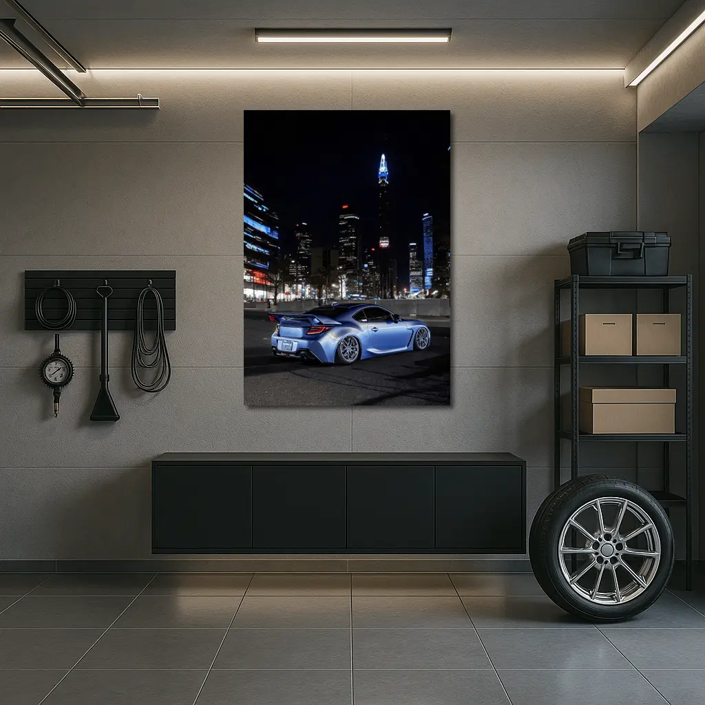 Subaru BRZ Night City Skyline Blue – Wall Art
