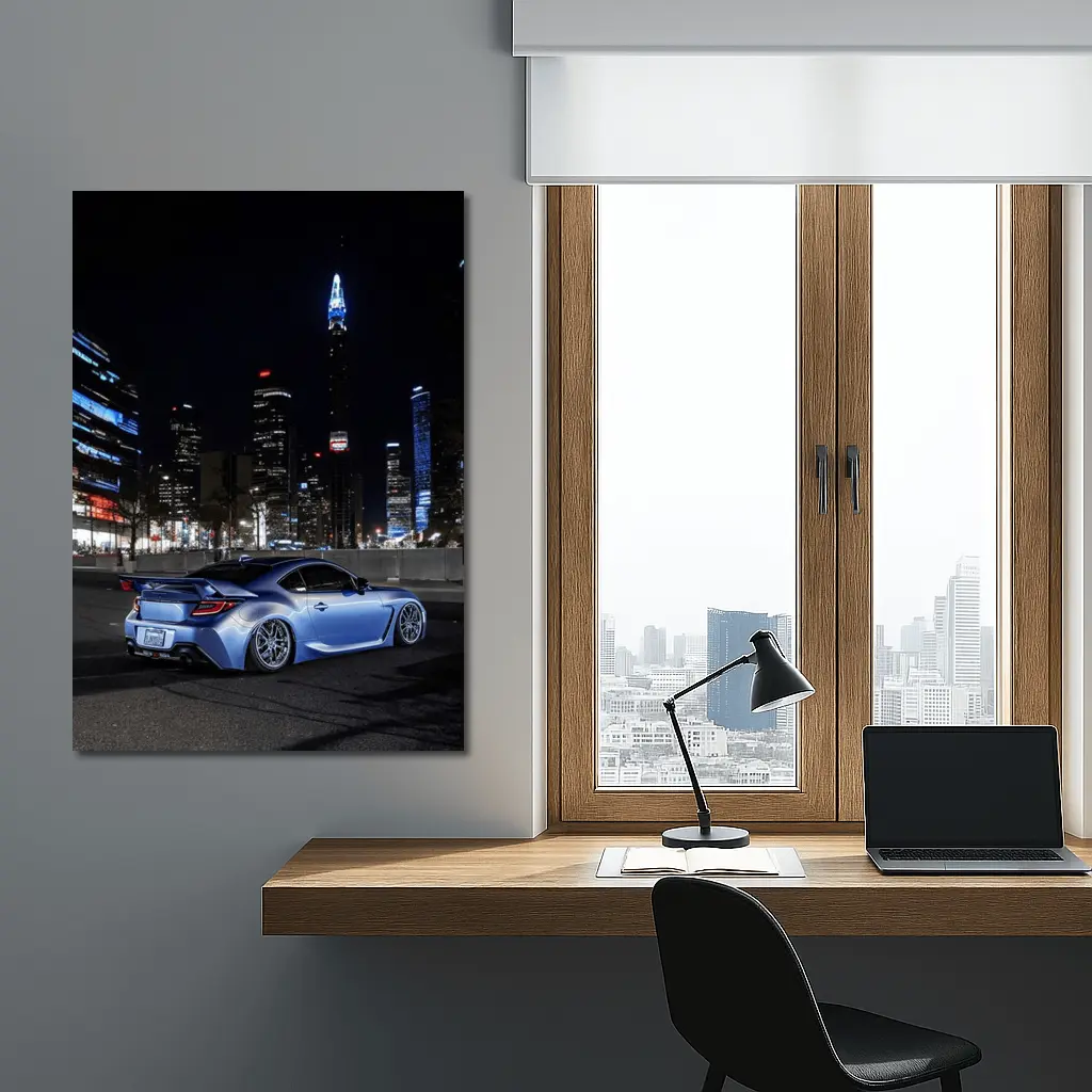 Subaru BRZ Night City Skyline Blue – Wall Art