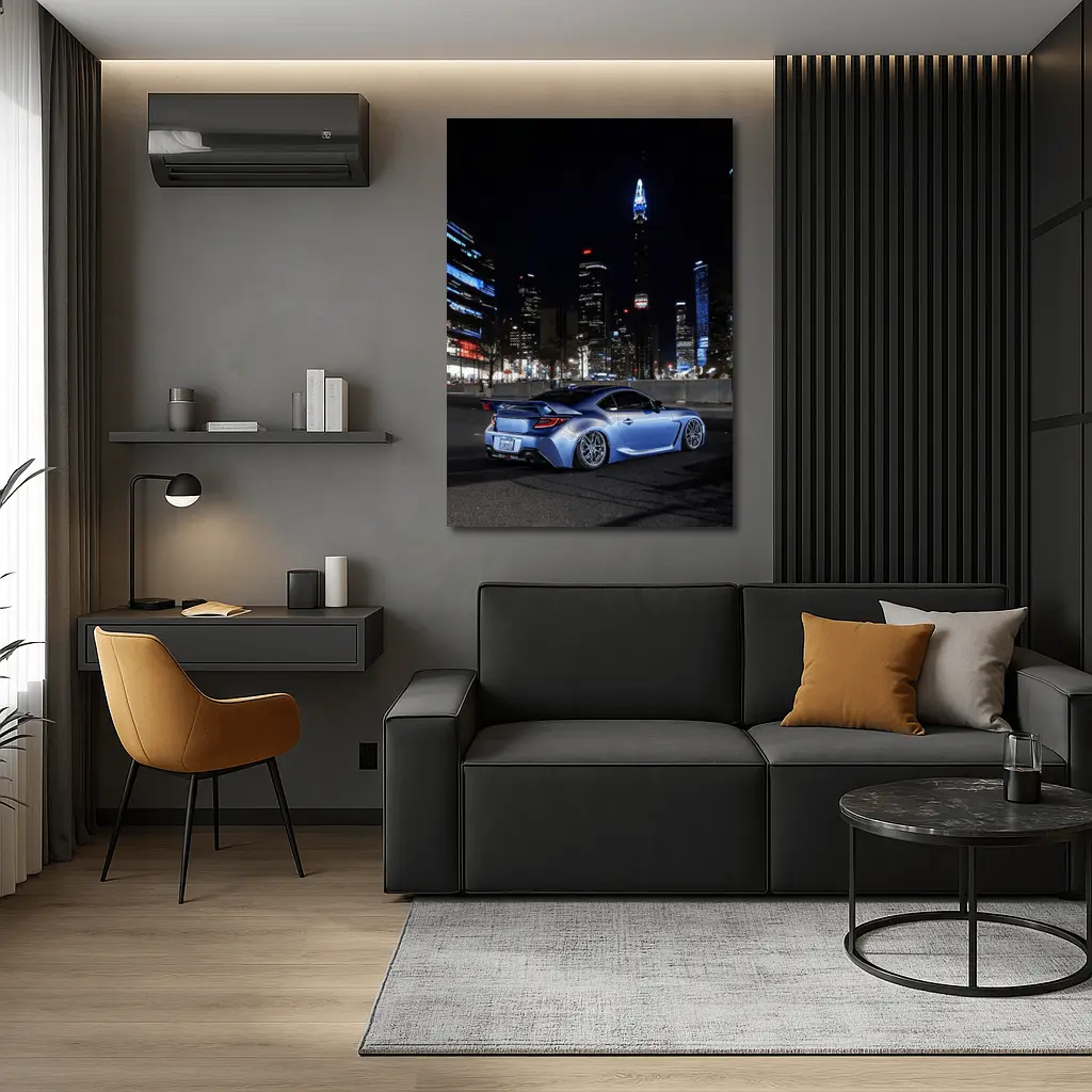 Subaru BRZ Night City Skyline Blue – Wall Art
