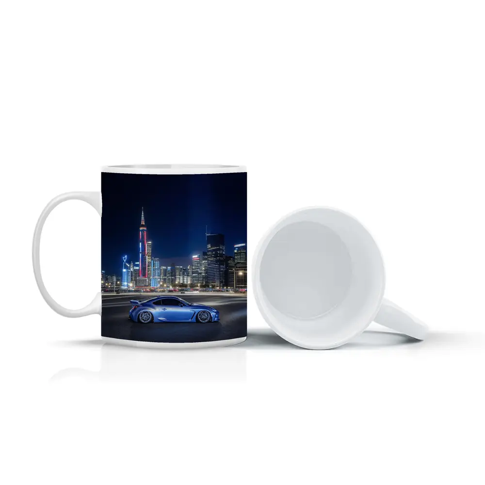 Subaru BRZ Blue Coupe Night City Skyline – Mugs