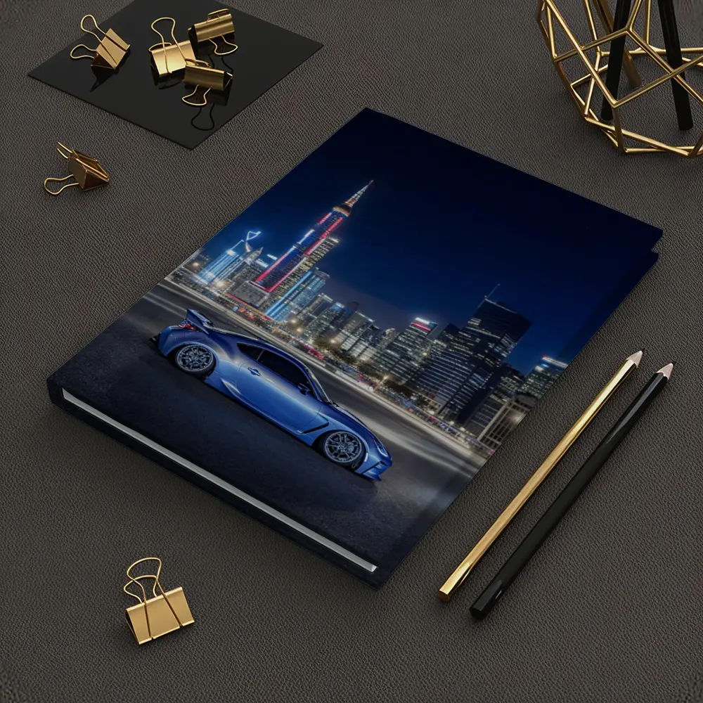 Subaru BRZ Blue Coupe Night City Skyline – Notebooks