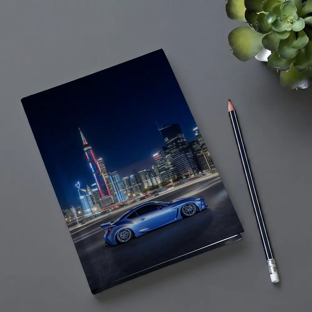 Subaru BRZ Blue Coupe Night City Skyline – Notebooks