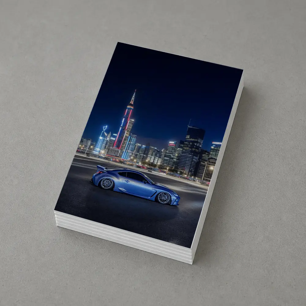 Subaru BRZ Blue Coupe Night City Skyline – Postcards