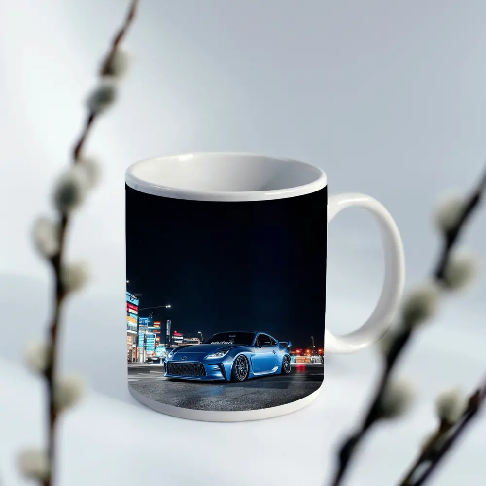 Toyota GT86 Blue Night City Street – Mugs
