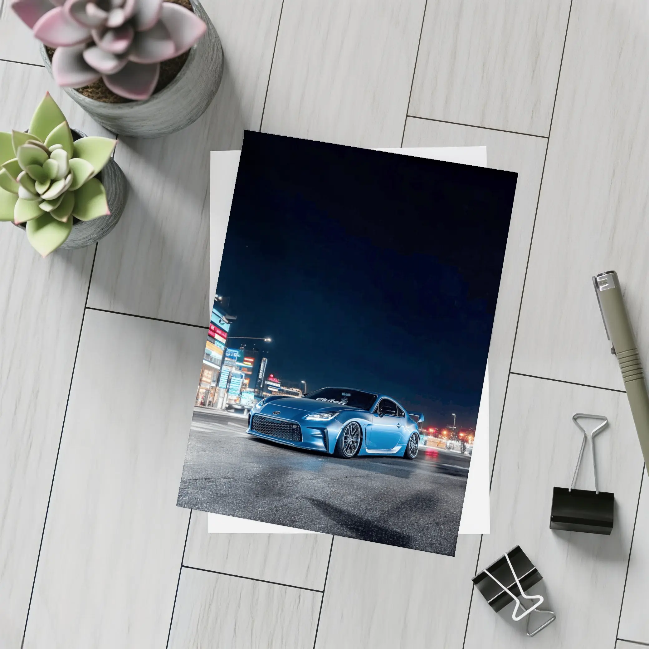 Toyota GT86 Blue Night City Street – Postcards