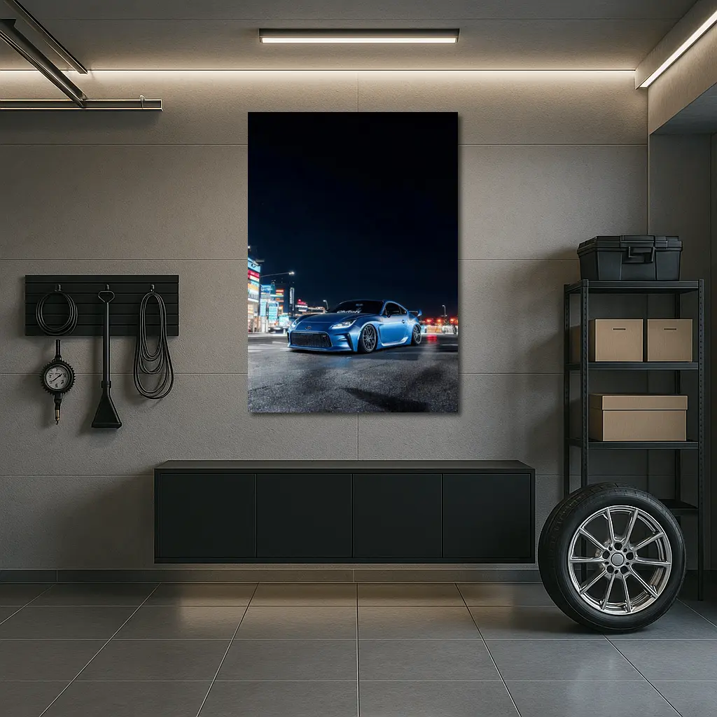 Toyota GT86 Blue Night City Street – Wall Art
