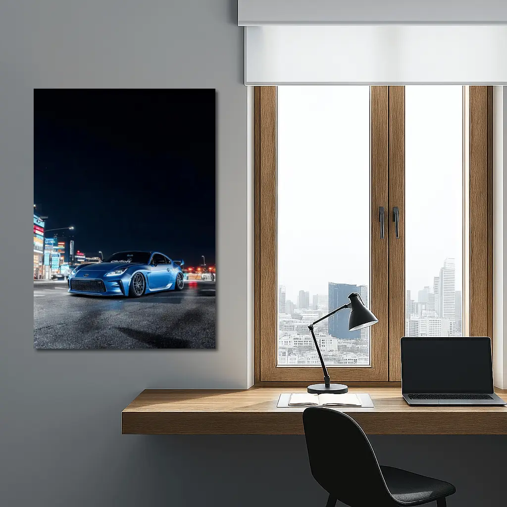 Toyota GT86 Blue Night City Street – Wall Art